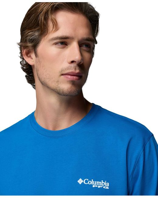 Columbia Blue Pfg Ahab Graphic Long-sleeve T-shirt for men