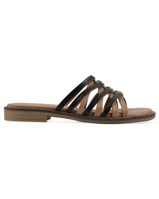 White Mountain Brown Mazy Slip-on Flat Sandals