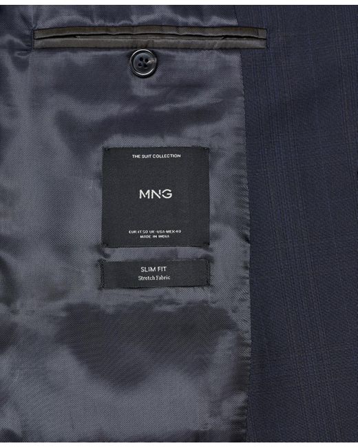 Mango Blue Stretch Fabric Slim-fit Suit Blazer for men