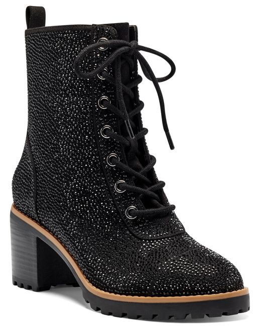 INC International Concepts Black Samira Lace-up Booties, Created For Macy's