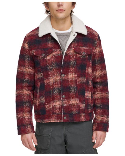 Free people plaid on sale lined sherpa trucker jacket