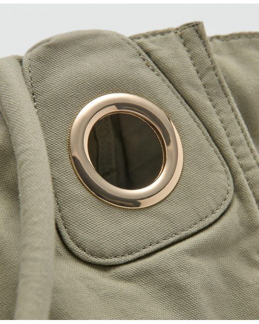 Mango Gray Eyelets Canvas Bag
