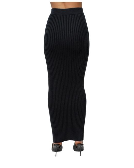 JLUXLABEL Black Soft Reset Ribbed Skirt