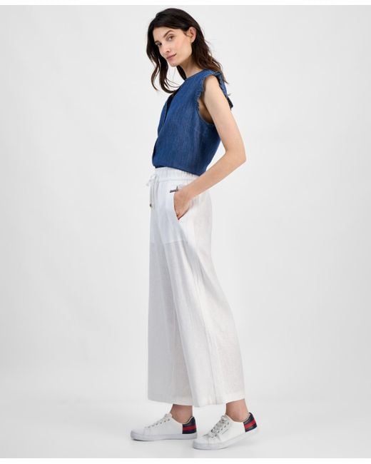 Tommy Hilfiger Blue Drawstring Wide-leg Pants