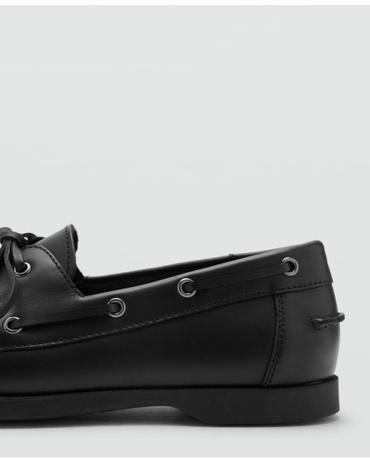 Mango White Leather Nautical Shoes for men