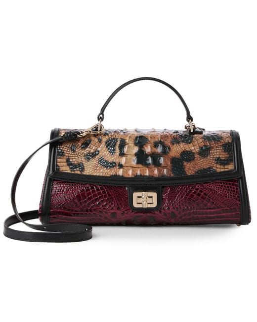 Brahmin Brown Dayan Small Leather Towers Satchel