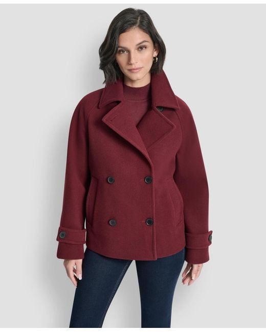 DKNY Short Double Breasted Collared Coat