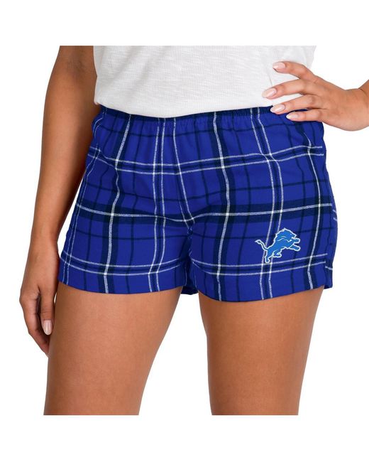 Concepts Sport Blue Royal/black Detroit Lions Ultimate Flannel Shorts
