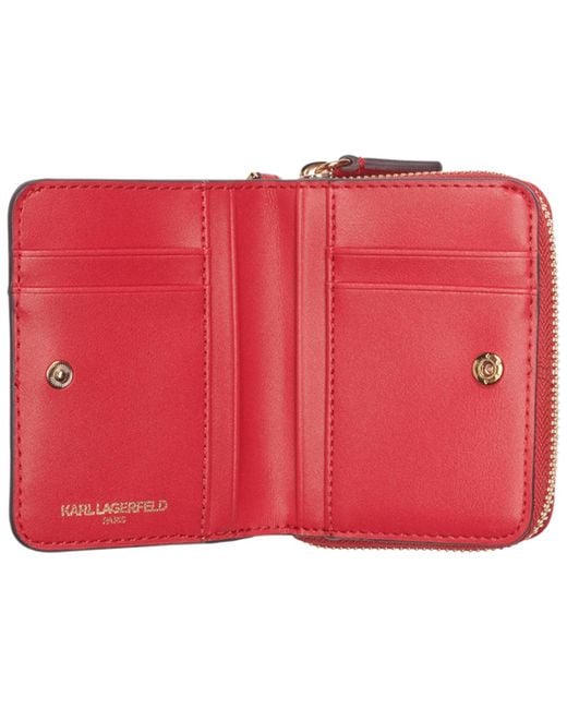 Karl Lagerfeld Red Boxed Zip Around Wallet