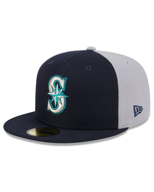 KTZ Blue Navy/gray Seattle Mariners Gameday Sideswipe 59fifty Fitted Hat for men