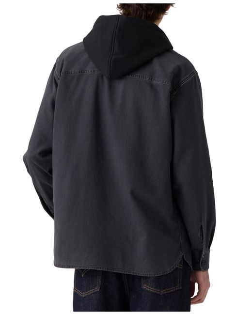 Levi's Blue Relaxed Fit Hooded Long Sleeve Button-front Overshirt for men