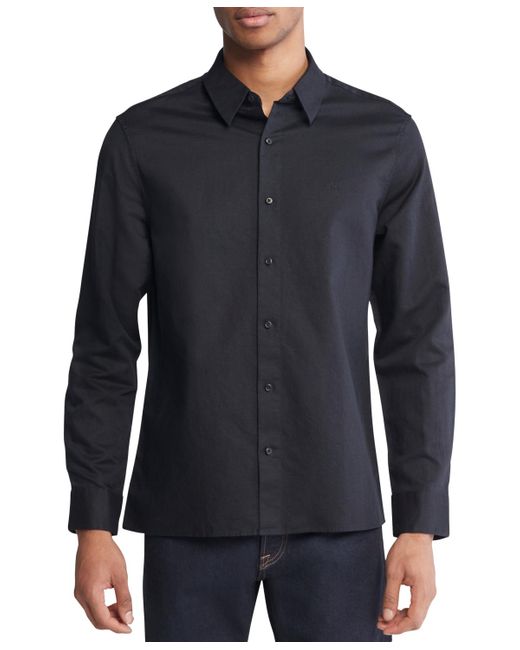 Calvin Klein Blue Classic-fit Textured Button-down Shirt for men