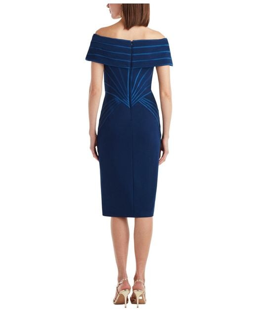 Tadashi Shoji Blue Meridian Sundial Off-shoulder Dress