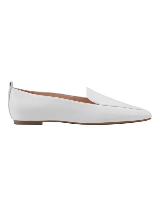 Marc Fisher White Seltra Almond Toe Slip-on Dress Flat Loafers