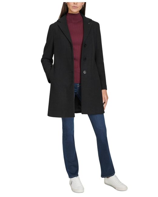 Calvin Klein Black Single-breasted Notched-collar Coat