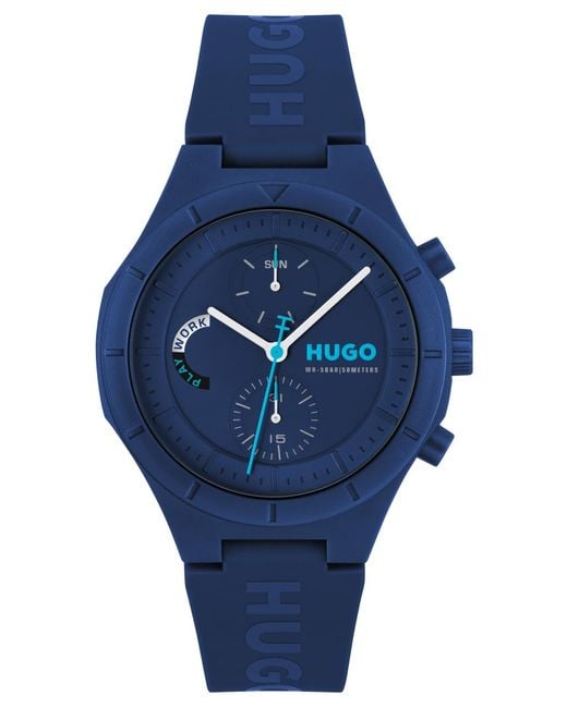 Boss Blue Lit Multi Quartz Multifunction Silicone Watch for men