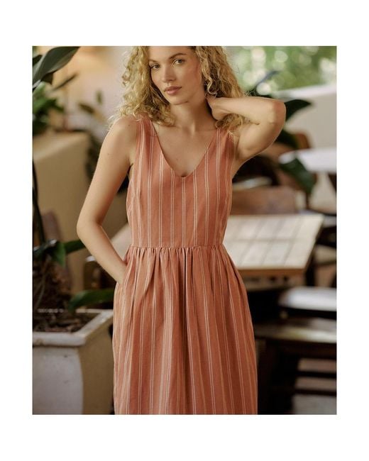pact canopy linen blend tank dress Pact Organic Cotton Canopy Linen Blend Easy Tank Dress in Brown