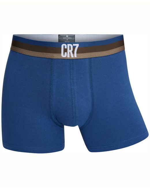 Cr7 Blue Cotton Blend Trunks for men