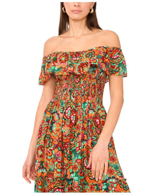 Vince Camuto Orange Off-the-shoulder Tiered Maxi Dress