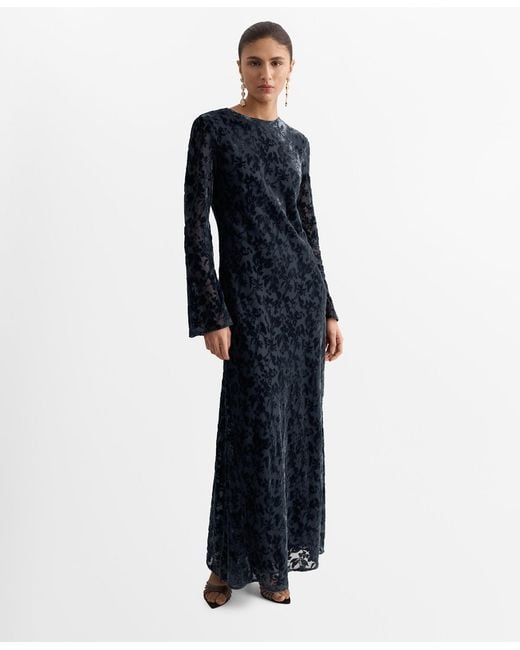 Mango Blue Bell Sleeves Devore Dress