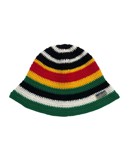 Polo Ralph Lauren Green Striped Crochet Bucket Hat for men