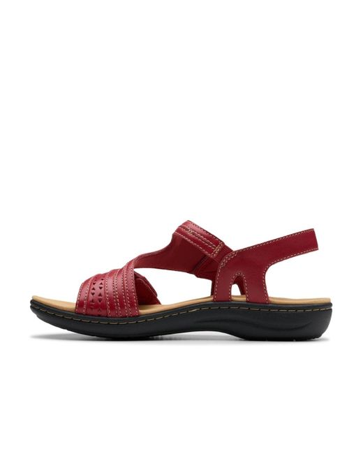 Clarks Red Laurieann Faye Slip On Flat Sandals