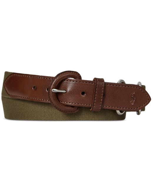 Polo Ralph Lauren Brown Webbed Cotton & Leather Belt for men