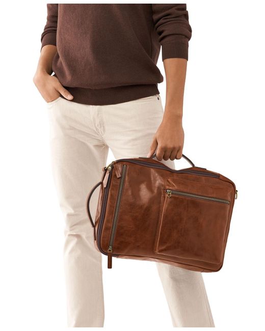 Fossil Brown Buckner Leather Convertible Backpack for men