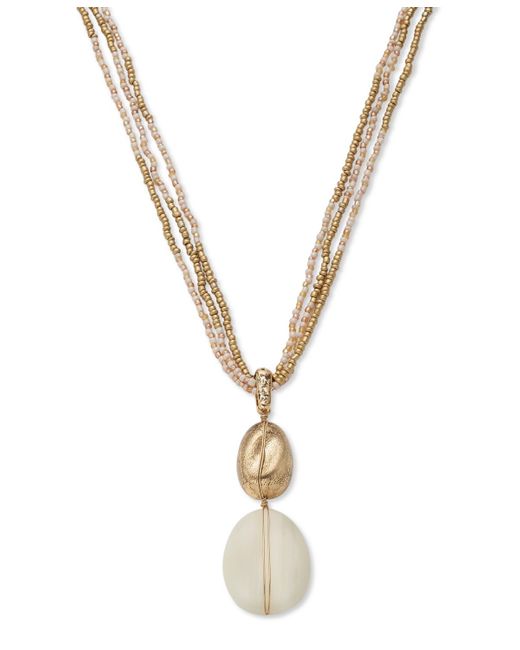 Style & Co. Metallic Stone & Seed Bead Multi-chain Pendant Necklace