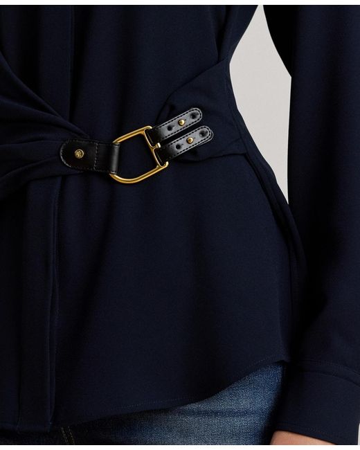 Ralph Lauren Blue Buckle Trim Top