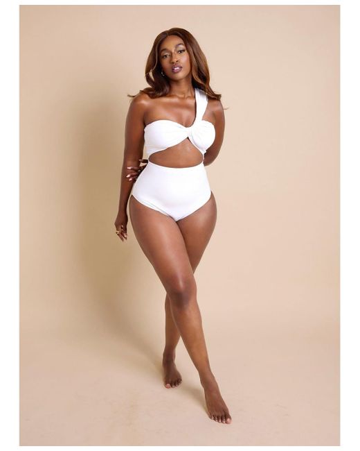 Rebdolls Natural Plus Size Assymetrical Cut Out Swimsuit