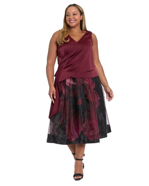 Muse Red Plus Size V-neck Top