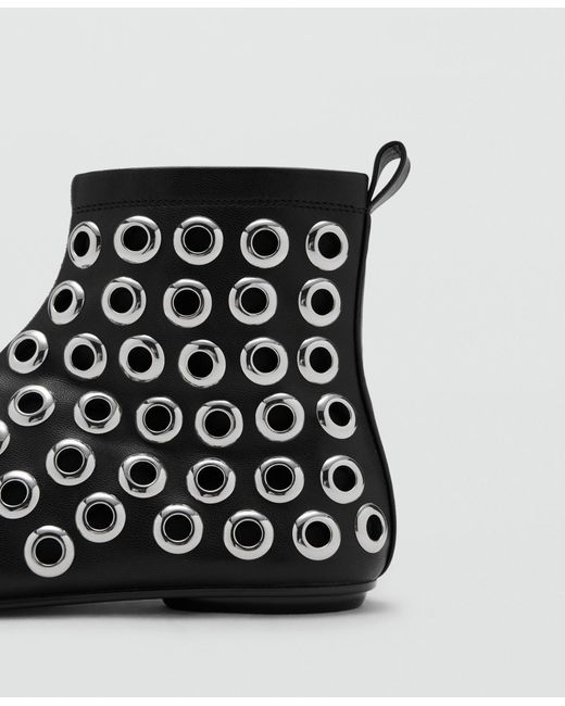 Mango White Eyelets Leather-effect Ankle Boots