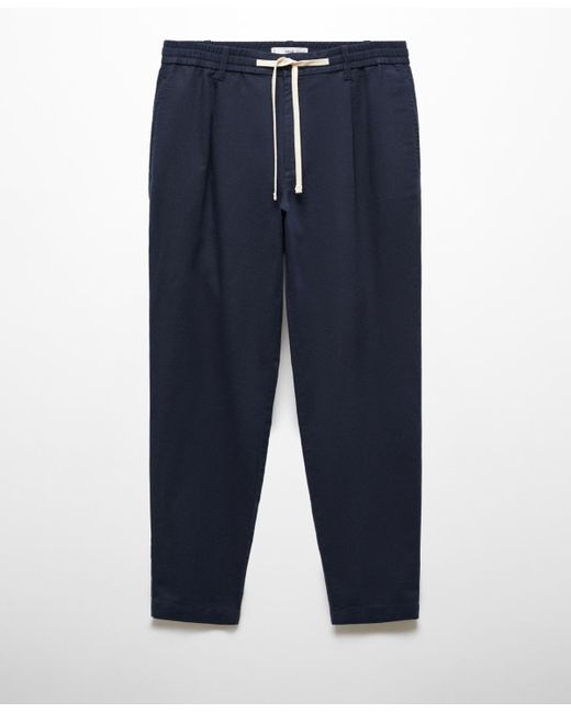 Mango Blue Slim-fit Drawstring Pants for men