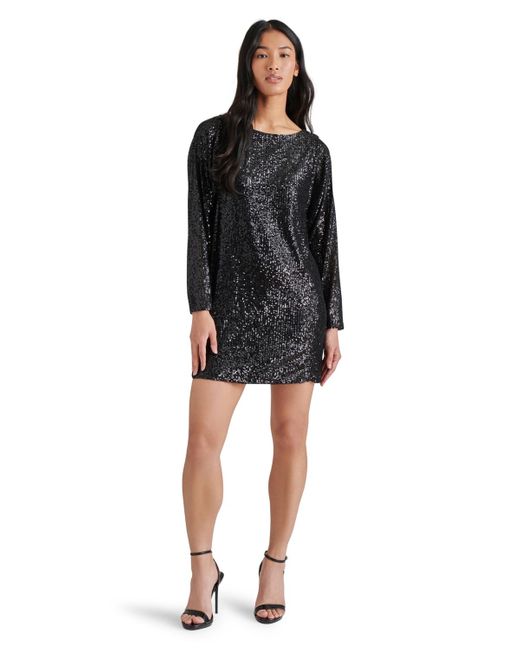 Steve Madden Black Ginger Sequined Mini Shift Dress