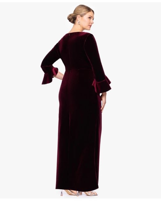 Betsy & Adam Black Plus Size Sheath Long Sleeves Dress