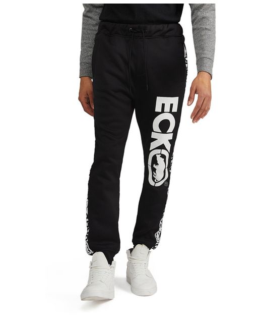 Ecko' Unltd Black Ecko Wrapped Up Tape Fleece jogger for men