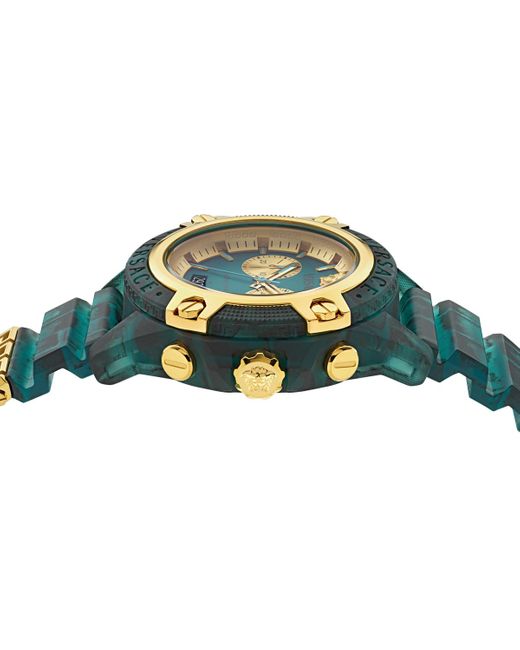Versace Green Swiss Chronograph Silicone Strap Watch 44mm for men