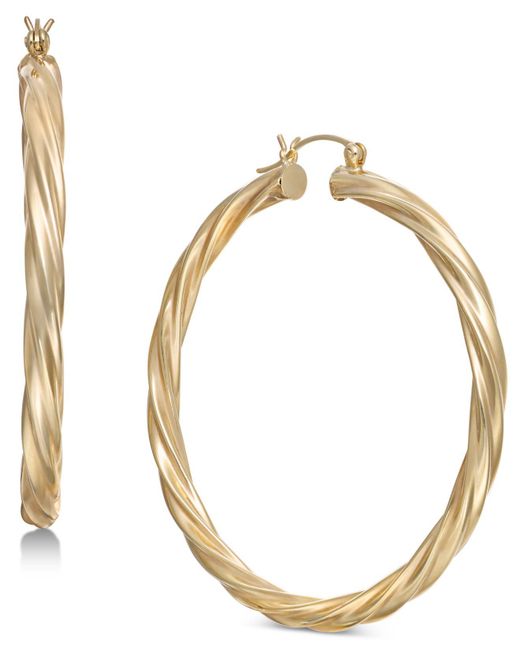 Macy's Metallic Extra-large Twist Hoop Earrings In 14k Gold