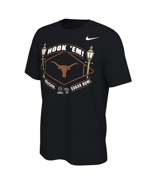 Nike Black Texas Longhorns College Football Playoff 2024 Sugar Bowl T-shirt for men