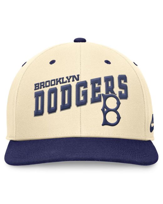 Nike Blue Cream/royal Brooklyn Dodgers Rewind Cooperstown Collection Performance Snapback Hat for men
