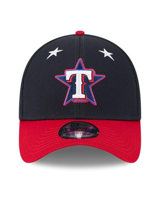KTZ Blue Navy/red Texas Rangers 2025 Mlb All-star Game Workout 39thirty Flex Hat for men