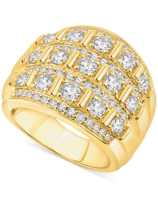 Macy's Metallic Diamond Multirow Polished Statement Ring (3 Ct. T.w. for men