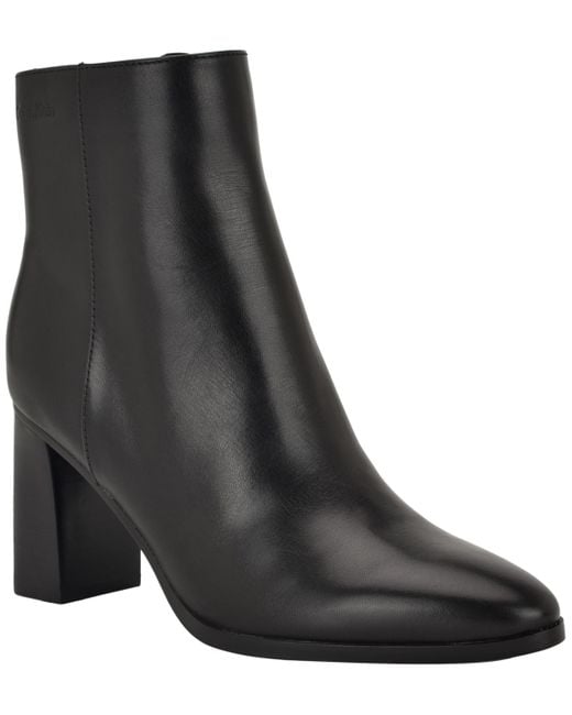 Calvin Klein Black Dezzi High Block Heel Booties