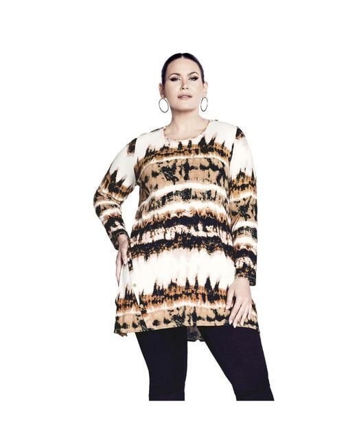 Avenue White Plus Size Leisure Button Tunic