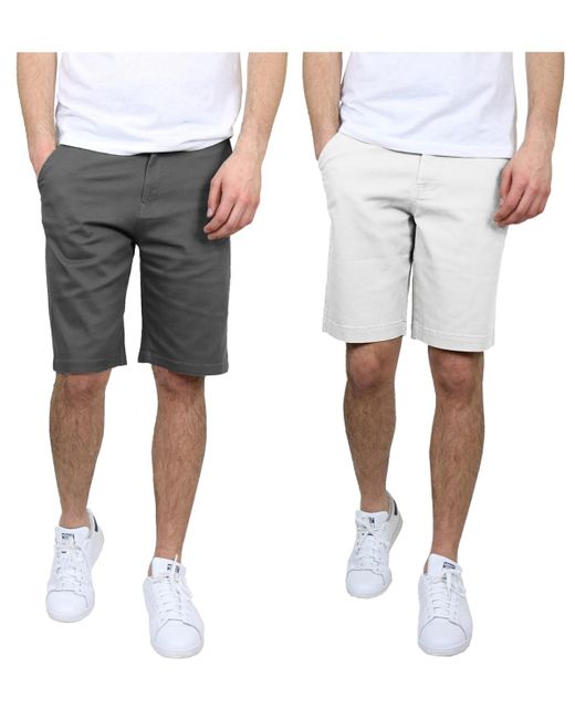 Galaxy By Harvic White 5 Pocket Flat Front Slim Fit Stretch Chino Shorts for men