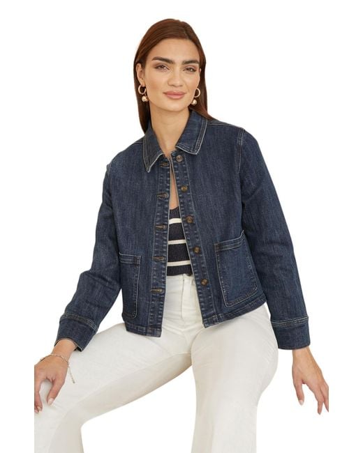 Yumi' Blue Denim Jacket With Patch Pockets