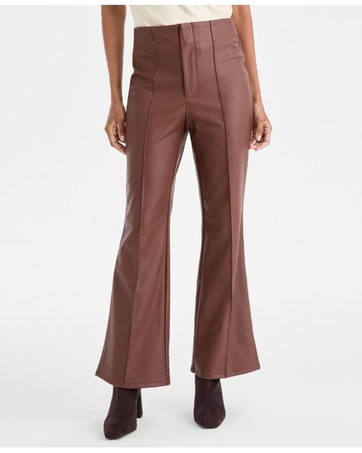 INC International Concepts Petite Faux-leather Flared Pants