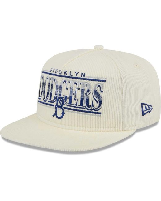 KTZ Natural Brooklyn Dodgers Throwback Bar Golfer Corduroy Snapback Hat for men