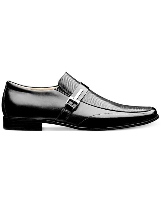 Stacy Adams Black Beau Bit Perforated Leather Loafer for men